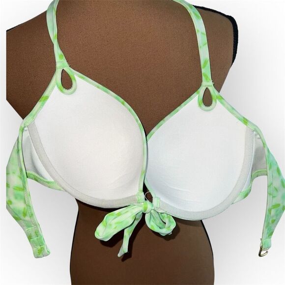 Victoria's Secret Bombshell Push Up Underwire +2 Cup Sizes Bikini Top Neon 34D - Picture 6 of 9